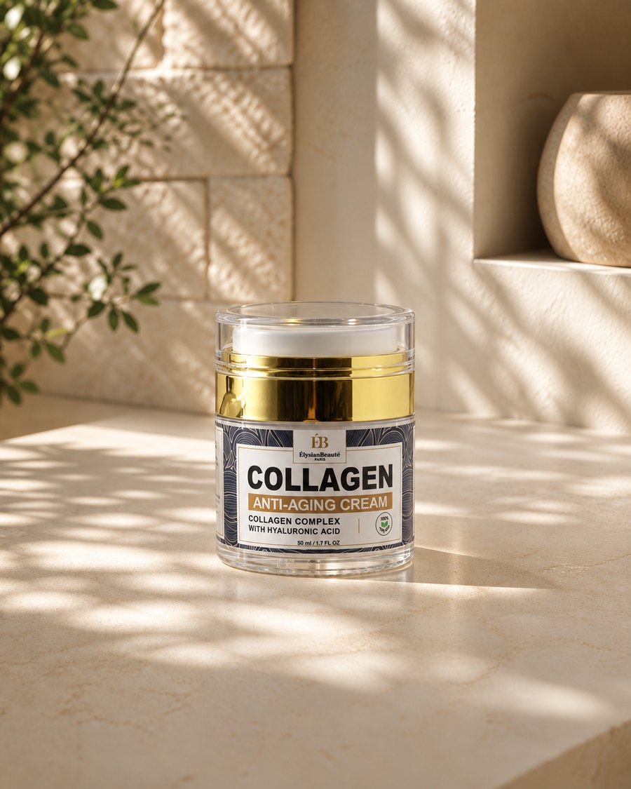 Collagen anti-aging cream, the open jar