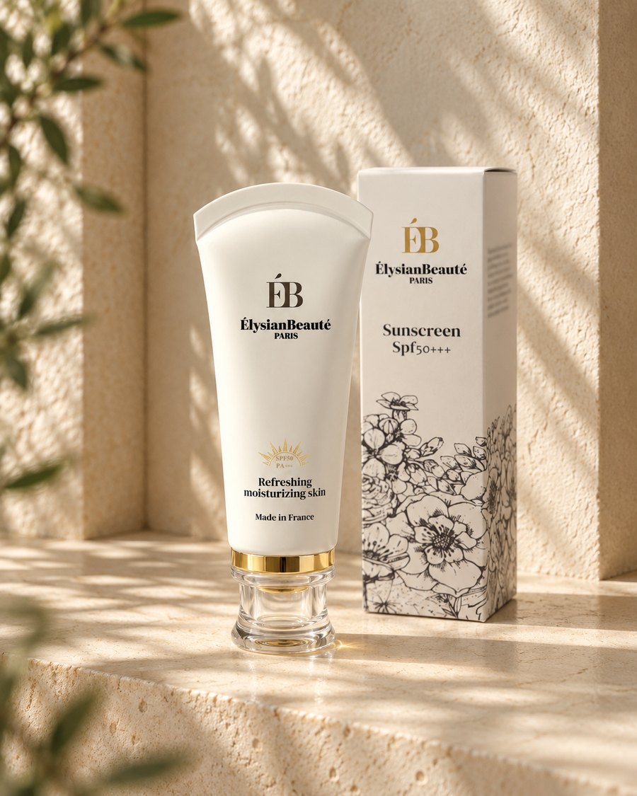 Sunscreen SPF 50+++, the tube and its box